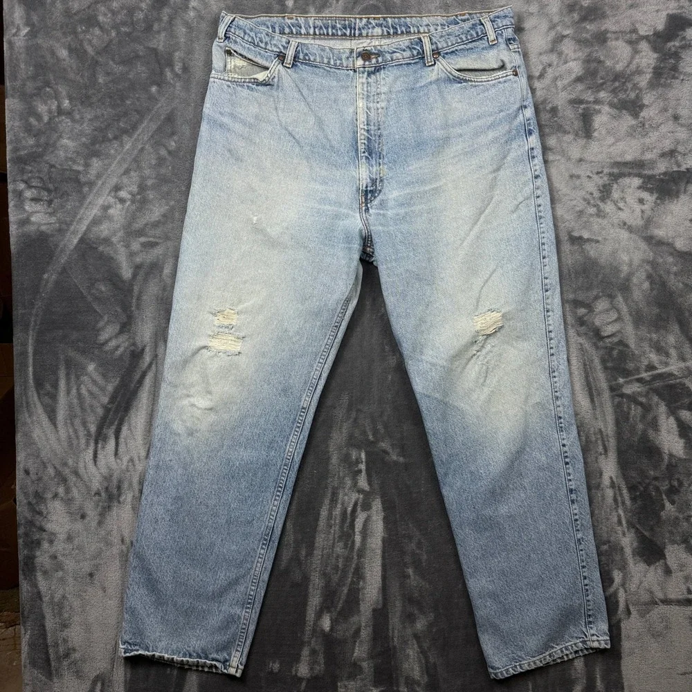 Levi's Orange Tab Jeans Mens 40x30 Light Wash Distressed Straight Leg Vintage